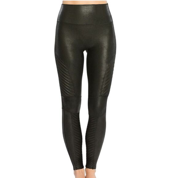 SPANX Pants - Spanx Black Faux Leather Moto Shapewear Leggings